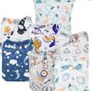 ALVABABY Cloth Diaper Covers 6pcs and 1 Wet Dry Bag, Washable Reusable Diaper Cover with Multi-Functional Bag, Cloth Diaper Shell for Prefold, Flat or Fitted Cloth Diaper Inserts 6NKZ09