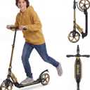Skidee Adult & Teen Scooter Adjustable Height, Folding, Large Wheels, Lightweight, Durable, Anti-Shock Suspension, Up to 220 lbs