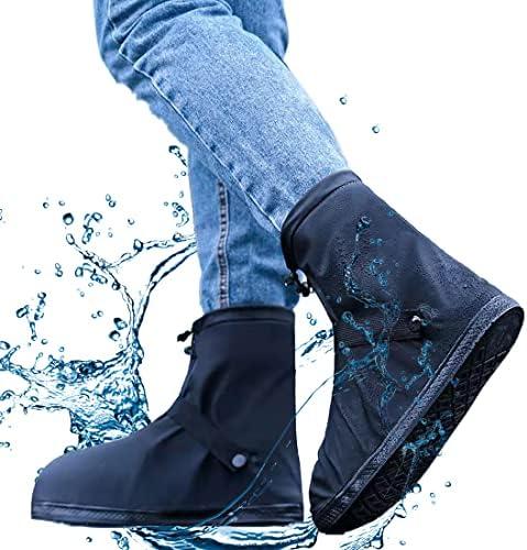 VBoo Shoe Covers with Zipper Hard Sole Version Waterproof Shoe Covers Reusable Galoshes for Rainy and Snowy Outdoors Garden etc, Rain Boots for Men Women Kid L