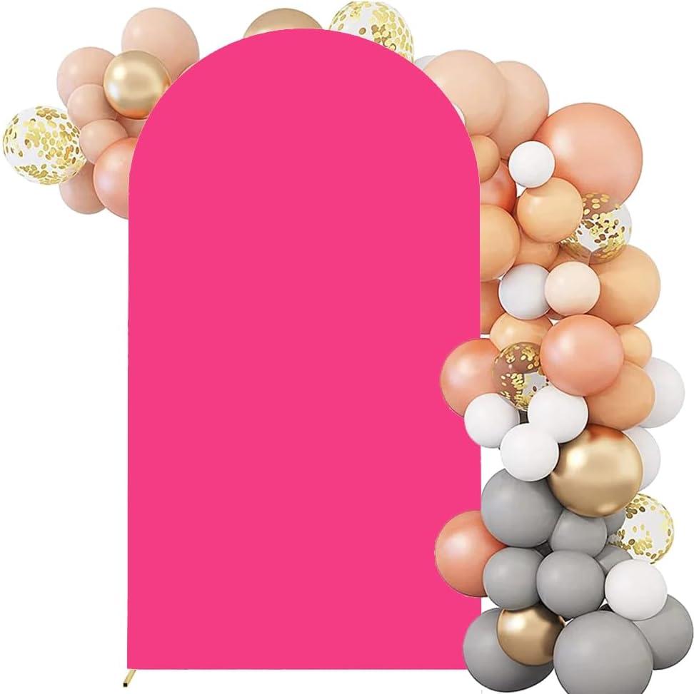 Hot Pink Arch Backdrop Wedding Arch Cover Double Sided Spandex Cover Decorations for Baby Shower Birthday Party (1.65x4FT)