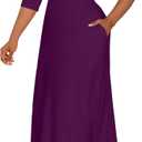 FANDEE Women's Maxi Dress Casual Boho Plain Long Dresses 3/4 Sleeve with Pockets (Large, Purple)