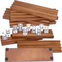 Wooden Domino Racks Set of 8, Wood Domino Tiles Trays, Domino Holders Organizer for Mexican Train and Other Domino Games-Dominos NOT Included