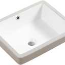20in Undermount Bathroom Sink Rectangular, 20" x 16" Vessel Sink Rectrangle Undermount Bathroom Sink White Ceramic Lavatory Vanity Vessel Sink with Overflow