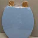 Blue Elongated Toilet Seat Natural Wood Toilet Seat with Zinc Alloy Hinges, Easy to Install also Easy to Clean, Scratch Resistant Toilet Seat by Angol Shiold (Elongated, Blue)