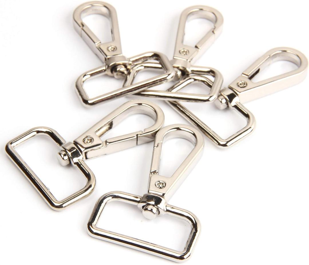12 Pcs D Ring Swivel Lobster Claw Clasp, Push Gate Snap Hooks Trigger Clips(Silver, 1 1/4 inch)