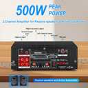 Romica AK55 Stereo Audio Amplifier, 2 Channel 500W Bluetooth 5.0 Home Audio Stereo Receivers with FM, Echo, AUX, USB, SD, MIC, Optical & Coaxial Inputs, AMP for Passive Speakers and Active subwoofer