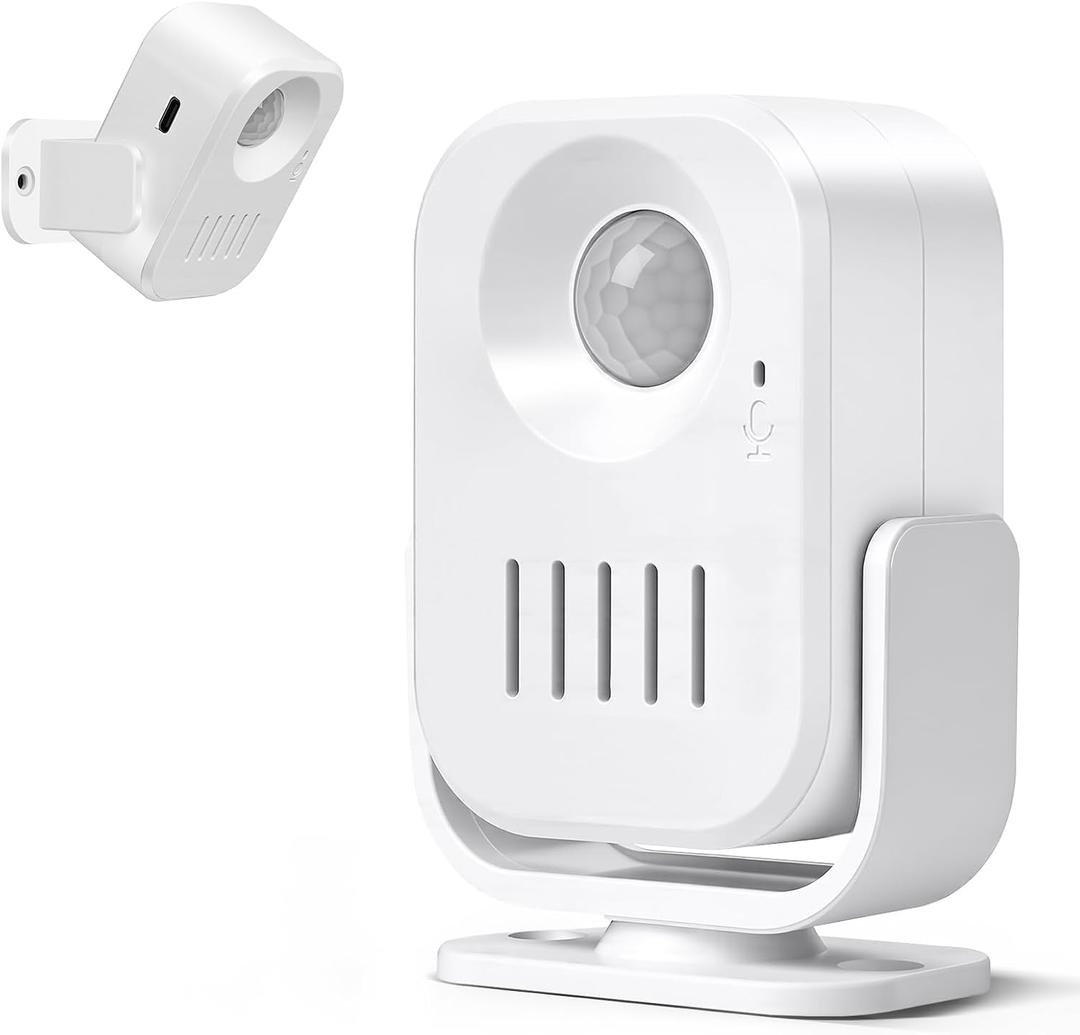 Motion Sensor Alarm with 20s Custom Voice Recording, 120dB Loud Indoor Motion Detector Alarm, Wireless Doorbell Entry Alert for Business, Store, Office and Caregiver