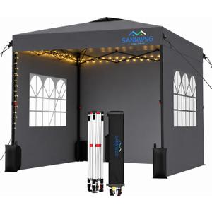 10X10 Pop Up Canopy Tent with 3 Sidewalls,Easy Up Canopy,Commercial Instant Shelter,Heavy Duty One Person Set Up Event Tent,Gray