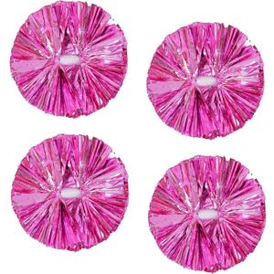 4Pcs Metallic Cheerleading Pom Poms, Creatiee 2 Pair Cheerleader Cheering Squad Pompoms for School Sports Dance Games Team Spirit Cheer (Pink)