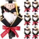 Briwooody 6 Pcs 2026 Graduation Flower Bouquet Gift Bulk Cute Graduation Plush Bear Bouquets Class of 2026 Grad Party Favors Supplies(Black,Bear)