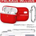 3 x RFUNGUANGO for AirPods Pro 3 Case 2025 with Cleaner Kit and Keychain, Soft Silicone Protective Cover for Apple AirPods Pro 3rd Generation Case, Support Wireless Charging, Red