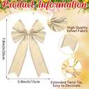 24 Pcs Christmas Velvet Bows 5 x 7.9 Inch Rustic Velvet Christmas Tree Bows Vintage Tree Ornaments for Xmas Holiday Garland Home Decor Wedding Outdoor Indoor Decoration(Beige)
