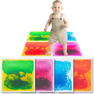 Art3d Liquid Sensory Floor Tiles 30 x 30 cm Playroom Dance Floor Square Colourful 4 Tiles (11.8 x 11.8 inch, Colorful)