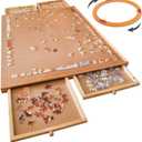 Bits and Pieces Rotating Puzzle Board with Drawers  1000 Piece Jigsaw Puzzle Table Organizer with Lazy Susan Spinner  The Original Premium Wooden Puzzle Board for Adults, Portable & Durable Design (1000 pc Plateau With Spinner)