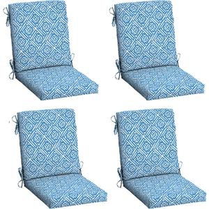 ARDEN Outdoor Dining Chair Cushion, 4-Pack, 20x44, Amalfi Blue Tile