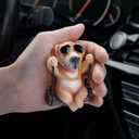 Floruit Golden Retriever Car Mirror Hanging Accessories Cute Swinging Dog Rear View Mirror Accessories for Men & Women (Dark Golden)