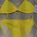 Women String Bikini Set Halter Side Tie Two Piece Swimsuit Triangle Bathing Suits (Yellow, M)