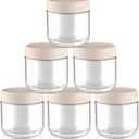 6 Pcs 300ml/10oz Glass Jars Wide Mouth Glass Food Storage Containers Overnight Oats Containers with Lids for Snacks Yogurt Powder Liquid - Beige