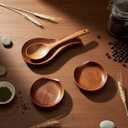 Patelai 3 Pcs Wood Spoon Rest for Stove Top 4 Inch Small Spoon Holder for Kitchen Counter Cooking Ladle Utensil Rest for Coffee Tea Farmhouse Rustic Kitchen Housewarming Christmas Gift(Brown)