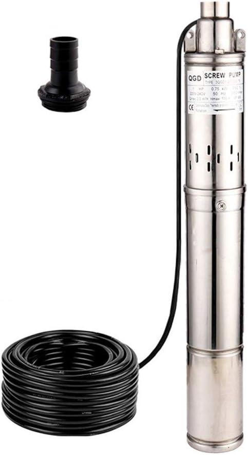 Submersible Deep Well Pump 3" OD Pipe 1" Outlet 0.75KW 1HP Stainless Steel Submersible Screw Water Pumps for Industrial and Home Use (116M-0.75KW)