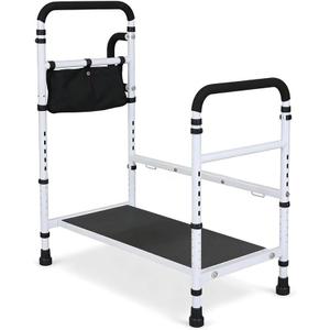 10-Level Height Adjustable Step Stool, Motion Sensor LED Light, Non-Slip Handrail, 660lbs Heavy Duty Steel Bed Step Stool, Universal Household Portable Stool