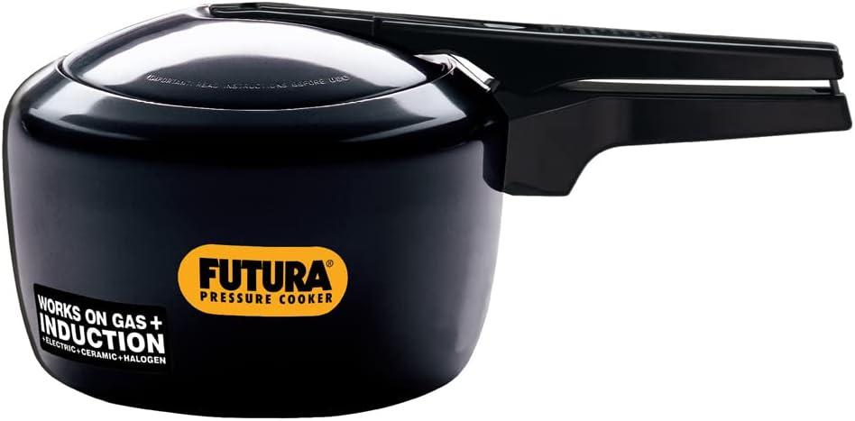 Futura Hawkins 3-Litre Hard Anodized Induction Compatible Pressure Cooker, Small, Black (3.2 Quarts)