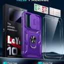 LeYi Compatible for Galaxy S24-FE Case: Samsung Galaxy S24 FE Case with Screen Protector X 2 Tempered Glass & Magnetic Stand, Dual Layer Protective S24FE Phone Case para Cell Android S 24 FE, Purple