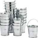 Juvale Mini Metal Buckets - 2 x 2 in, Silver, Pack of 24 - Mini Tin Buckets & Metal Tins with Handles for Party Favors, Crafts & Galvanized Decor
