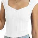 Girls Crop Top Textured Cap Sleeve T Shirt Slim Fitted Tee Cute Summer Tops