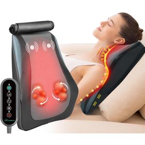 Snailax Back Massager for Back Pain Deep Tissue, Shiatsu Lower Back Neck Massager with Heat, 3D Kneading Massage Pillow for Neck Shoulder Legs, Gifts for Mom, Dad, Women (15.7" x 12.6" x 4.3")