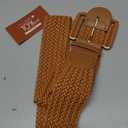 JASGOOD Women Wide Woven Belt for Dresses Rattan Waist Belt Braided Boho Belt with Square Buckle, Size: Fit Waist Size 38-42inch