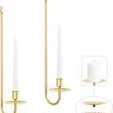 Gold Candle Sconces Set of 2, 13.2 Inch Taper & Pillar Wall Candle Holder, Wall Candle Sconces Set of Two, Decor for Entryway, Fireplace, Living Room, Gifts for Women Men