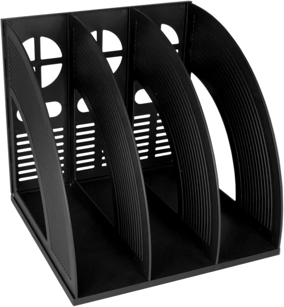 SAYEEC Magazine Holder Sturdy Binder Holder Desk File Sorter Plastic File Folder Organizer Stand Book Shelf Dividers Vertical Storage Rack Desktop Bookshelf Display Box for Office School Home (Black) (Black-1 Section)