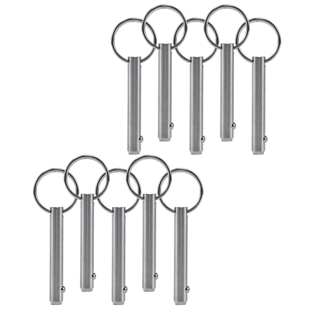 10 Pack Quick Release Pin,Full 316 Stainless Steel, Diameter 5/16"(8mm), Total Length 2.17"(55mm), Usable Length 1.54"(39mm), Bimini Top Pin, Marine Hardware,Boat Quick Release Pin,Detent Pin