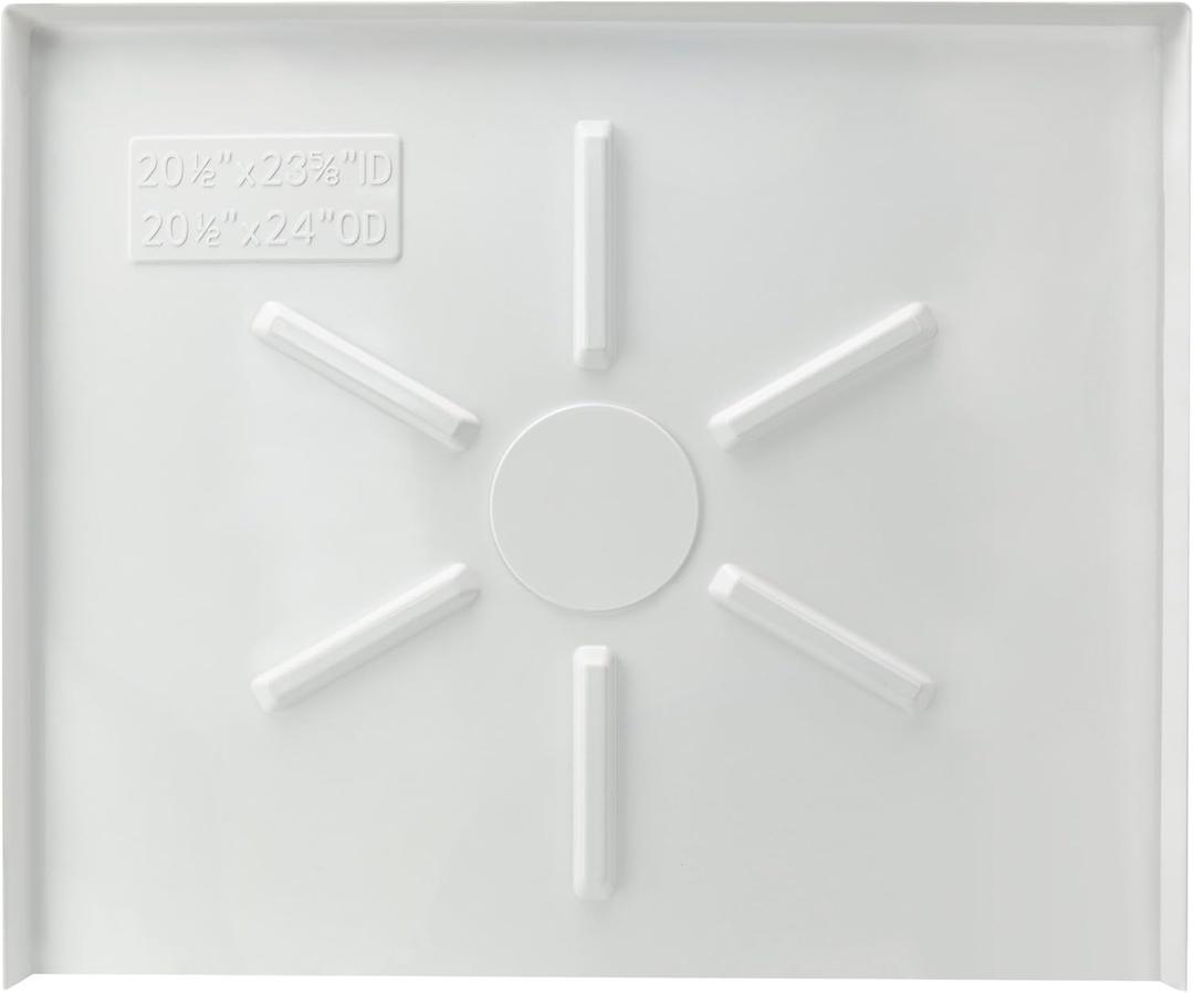 Dishwasher Drain Pan-Protect Floor and Cabinets, Walls, with Front Opening Size 24X20X1/2in, Crafted from Durable Quality Plastic Material. Warp-Resistant & Even Thickness (White)