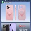FNTCASE for iPhone 12 Pro-Max Case: [360 Spin Magnetic Stand] [Compatible with Magsafe] [Screen Protector] Translucent Matte Military Grade Shockproof Full Camera Protective Phone Cover - Pink