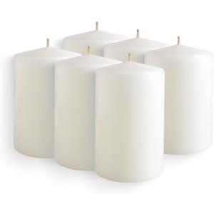 Simply Soson White Pillar Candles Bulk - 2.75x4 Inch, Set of 6 Unscented Pillar Candles, Elegant Tall Pillar Candle, Round Cone tip Pillar Candle for Home Decor, Dinner, Wedding, Party