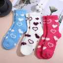 3 Pairs Moisturizing Socks Overnight, Love Heart Aloe Socks, Moisturizer Sock for Dry Cracked Feet, Cozy Gel Spa Sock for Women(Rose Red, Purple and Light Blue), One Size