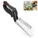 Cutting Board Scissors for Food – 6-in-1 Kitchen Food Scissors with Ribbed Blade, Automatic Spring & Safety Lock, Dishwasher Safe – Kitchen Shears for Easy Slicing of Meat, Fish, Veggies Fruits, Bread