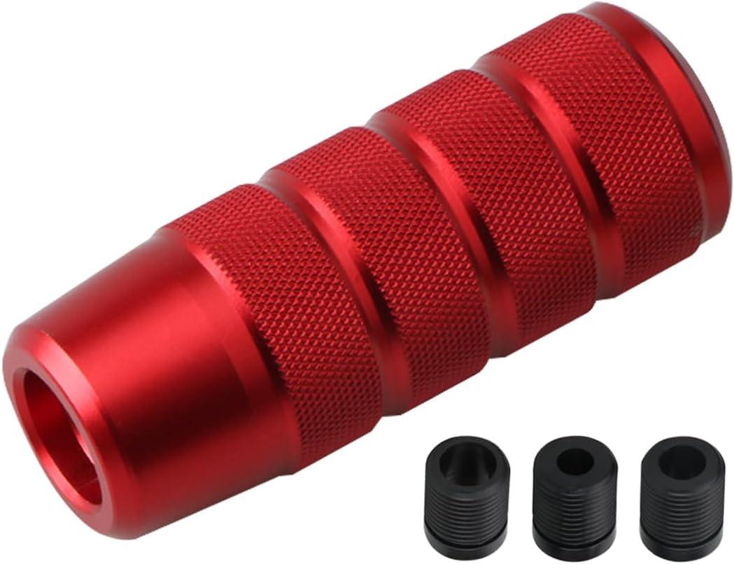 95mm/3.74" Car Shifter Knob, Aluminum Weighted Automotive Gear Shift Manual knobs Lever with 3 Threaded Adapters M8 M10 M12 x 1.25, Universal for Manual Transmission Vehicle (Red)