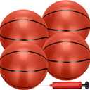 4 PCS Inflatable Mini Basketball Toy Replacement Rubber Balls with Pump and Needle for Indoor Toy Miniature Hoop or Sports Training