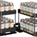 Nieifi Spice Rack Organizer for Cabinet, Vertical Spice Rack Pull Out, Easy to Install, Metal, 6.5''Wx10.35''Dx8.4''H, 2 Pack, 2 Tiers(Black)