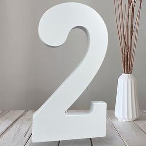 AOCEAN 10 Inch White Wood Numbers Unfinished Wood Number for Wall Decorative Standing Numbers Slices Sign Board Decoration for Craft Home Party Projects (2) (Two)