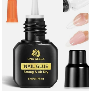 UNA GELLA Quick Drying Super Nail Glue for Press On Nails, Acrylic Nails & Nail Tips No Lamp Need Press On Nails Glue Drip Use with Opener（5ML） Long Lasting for DIY Nail Art