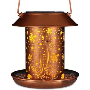 Solar Bird Feeder for Outdoors Sea Turtle Solar Lanterns Metal Waterproof Outside Wild Bird Feeders Birthday Gifts for Women Mom Grandma Outdoor Hanging Garden Decor Lights for Yard, Patio, Landscape