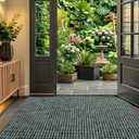 Color&Geometry Thin Indoor Door Mat 32"x48", Dirt & Moisture Trapping, Non-Slip Rubber Backing, Low Profile Inside Doormat for Home Entrance, Entryway, Patio & Porch,Teal Green