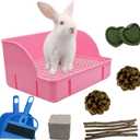 12Pcs Rabbit Litter Box for Cage, Bunny Potty Trainer Corner Guinea Pig Plastic Square Grate Toilet Pet Bedding Litter Box for Small Animal Ferret Hamster Hedgehog (Pink)