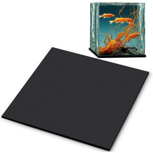 Pangda 1 Pcs 24 x 24 Inch Aquarium Fish Self Leveling Mat for Under Tank 5mm Thick Foam Compressible Neoprene Mat with Adhesive Backing Shockproof Waterproof Easy to Cut Stability, Black