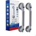 Grab Bars for Bathtubs and Showers 2 Pack Shower Handle, Heavy Duty Suction Grab Bar Bath Handrails for Seniors and Elderly, Bathroom Safety Grip No Drilling Waterproof Removable, Silver