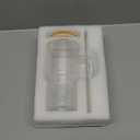 Double Wall Glass Tumbler with Handle and Straw Lid, 20oz Insulated Travel Mug Cup for Hot and Cold Drinks, Clear Glass Drinking Tumbler Cupholder Friendly